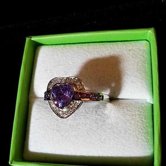 Amethyst Silver Tone Size 10 Ring - Picture 3 of 3